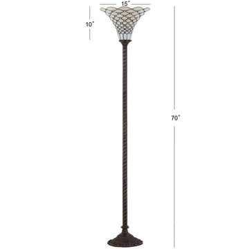 White Tiffany Style 70" Torchiere LED Floor Lamp - JONATHAN Y